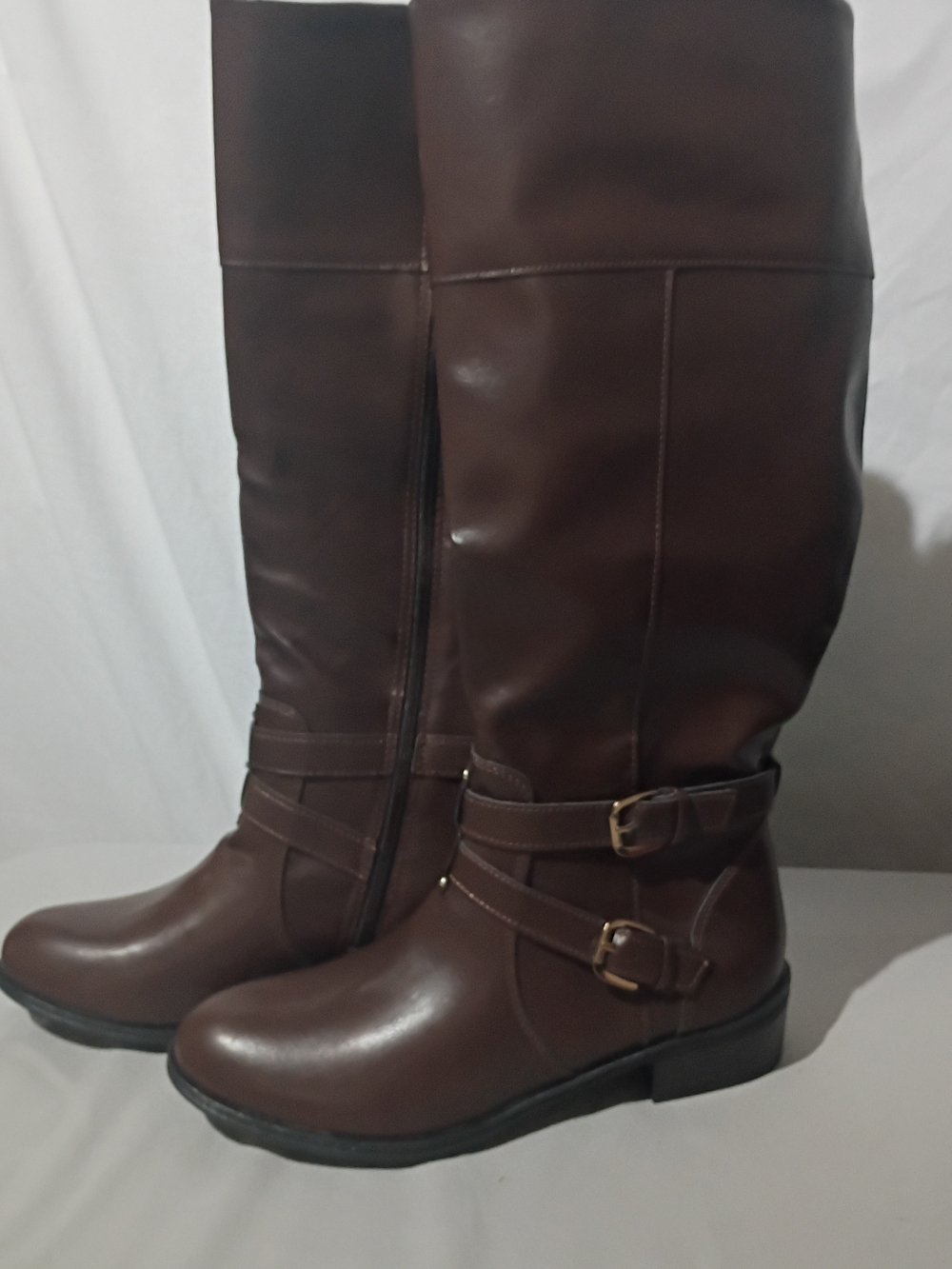 Arizona Denver Memory Foam Block Heel Brown Tall Riding Boots 9 1/2